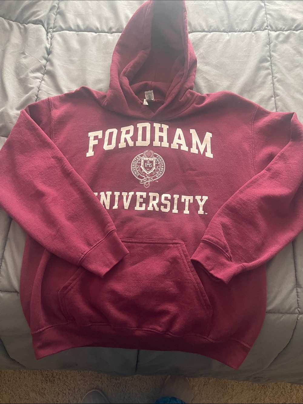 fab'rik Maroon Crewneck Pullover with White University Print
